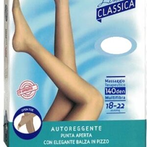 SAUBER AUTOREGGENTE OPEN TOE MAGLIA MICRORETE 140 DEN COLORE NEUTRO BEIGE TAGLIA 3 LINEA CLASSICA