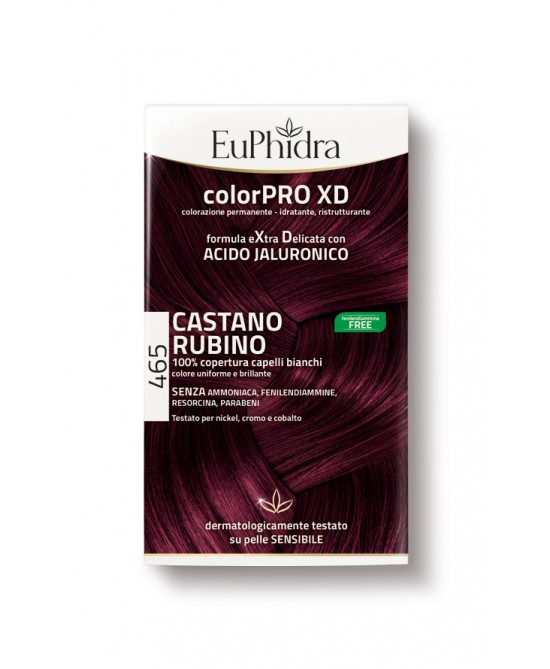 EUPHIDRA COLORPRO XD 465 CAST RUBINO GEL COLORANTE CAPELLI IN FLACONE + ATTIVANTE + BALSAMO + GUANTI