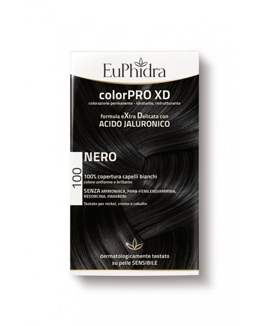 EUPHIDRA COLORPRO XD 100 NERO GEL COLORANTE CAPELLI IN FLACONE + ATTIVANTE + BALSAMO + GUANTI