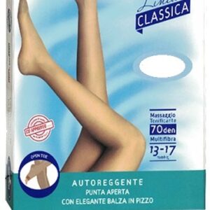 SAUBER AUTOREGGENTE OPEN TOE MAGLIA LISCIA 70 DEN COLORE NEUTRO BEIGE TAGLIA 5 LINEA CLASSICA